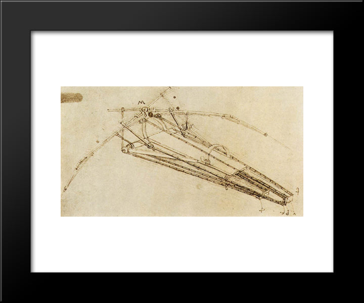 Design For A Flying Machine 20x24 Black Modern Wood Framed Art Print Poster by da Vinci, Leonardo