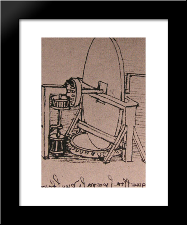 Design For A Machine For Grinding Convex Lenses 20x24 Black Modern Wood Framed Art Print Poster by da Vinci, Leonardo