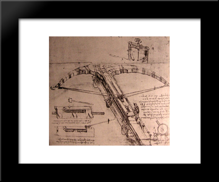 Design For An Enormous Crossbow 20x24 Black Modern Wood Framed Art Print Poster by da Vinci, Leonardo