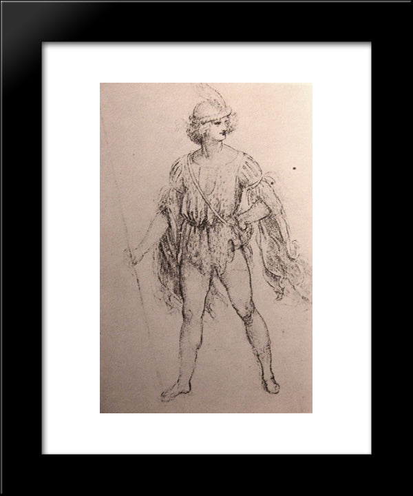 Drawing Of A Fancy Dress Costume 20x24 Black Modern Wood Framed Art Print Poster by da Vinci, Leonardo