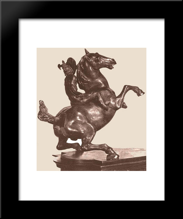 Equestrian Statue 20x24 Black Modern Wood Framed Art Print Poster by da Vinci, Leonardo