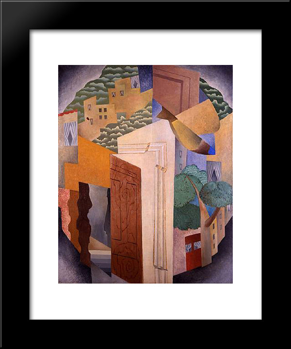 La Ville 20x24 Black Modern Wood Framed Art Print Poster by Survage, Leopold