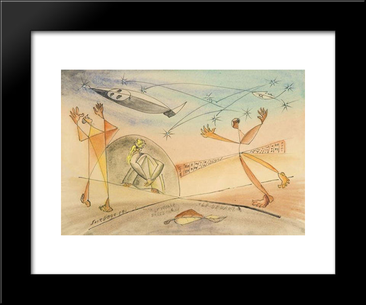 Le Voyage Dans L'Infini, Le Depart 20x24 Black Modern Wood Framed Art Print Poster by Survage, Leopold