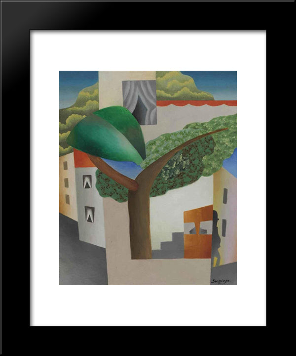 Paysage - - L'Homme Dans La Ville 20x24 Black Modern Wood Framed Art Print Poster by Survage, Leopold