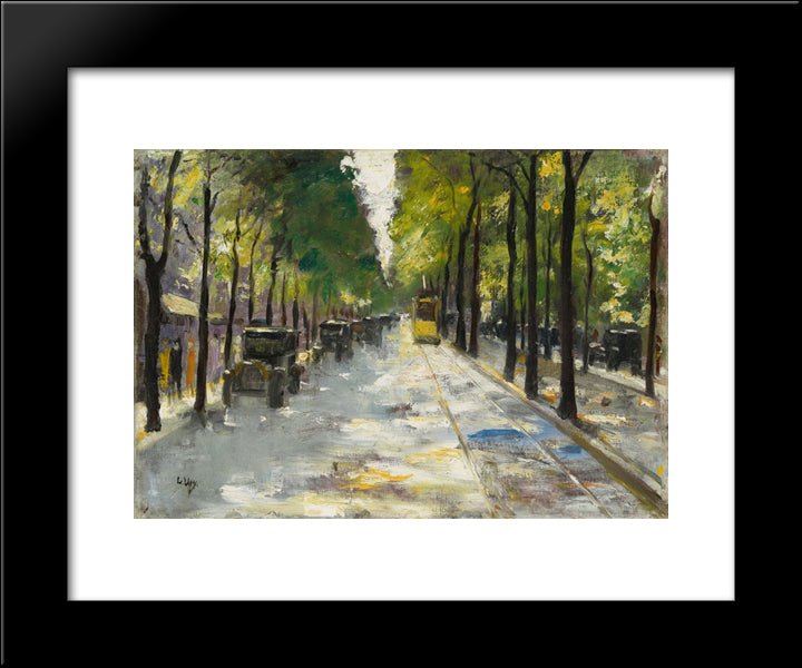 Berliner Strasse Im Sonnenschein 20x24 Black Modern Wood Framed Art Print Poster by Ury, Lesser