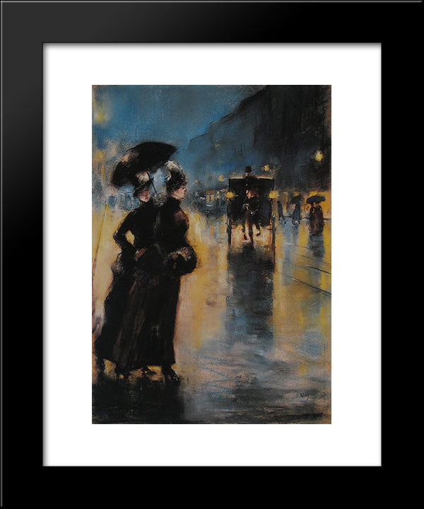 Nachtbeleuchtung 20x24 Black Modern Wood Framed Art Print Poster by Ury, Lesser