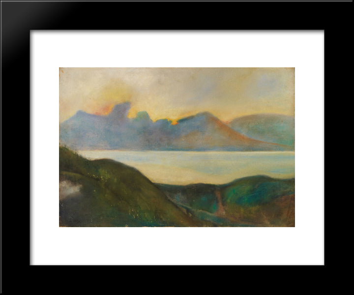 Oberitalienischer Gebirgssee 20x24 Black Modern Wood Framed Art Print Poster by Ury, Lesser