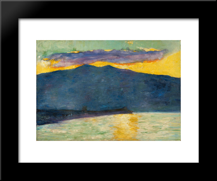 Sonnenuntergang Am Italienischen See (Oberitalien) 20x24 Black Modern Wood Framed Art Print Poster by Ury, Lesser