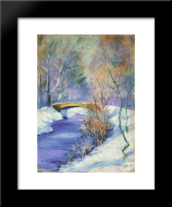 Tiergarten Im Winter 20x24 Black Modern Wood Framed Art Print Poster by Ury, Lesser