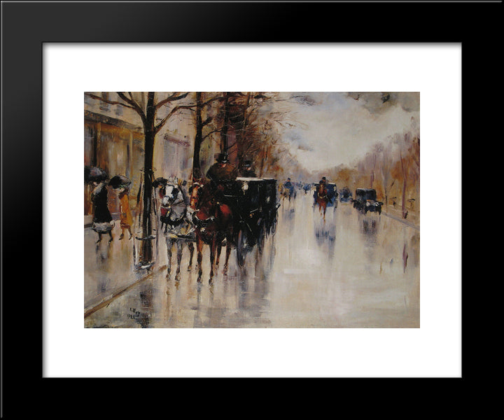 Unter Den Linden 20x24 Black Modern Wood Framed Art Print Poster by Ury, Lesser