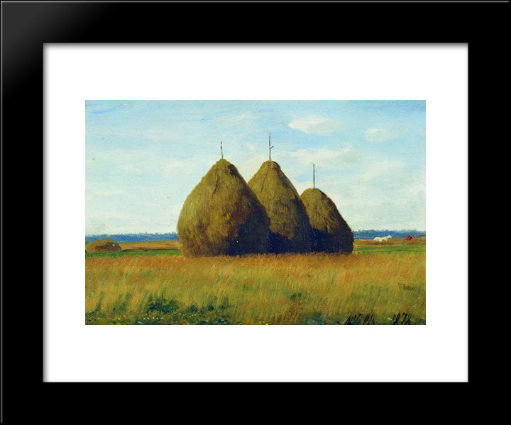 Haystacks 20x24 Black Modern Wood Framed Art Print Poster by Lagorio, Lev