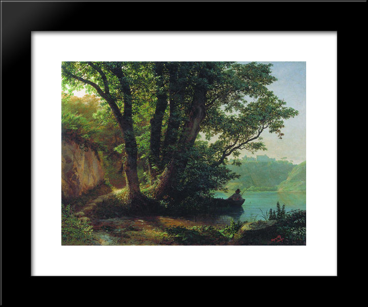 Landscape With Lake 20x24 Black Modern Wood Framed Art Print Poster by Lagorio, Lev