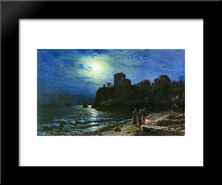 Moonlit Night By The Sea 20x24 Black Modern Wood Framed Art Print Poster by Lagorio, Lev