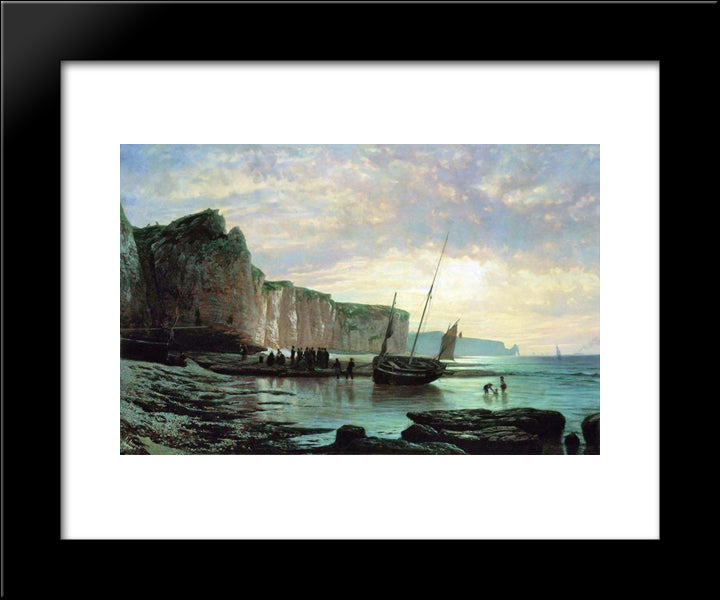 Normandy Beach 20x24 Black Modern Wood Framed Art Print Poster by Lagorio, Lev