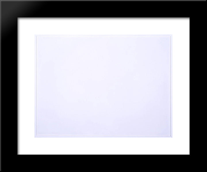 Monochrome White Painting 20x24 Black Modern Wood Framed Art Print Poster by Yuan Chia, Li