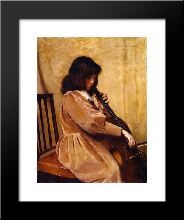 Girl Playing A Cello 20x24 Black Modern Wood Framed Art Print Poster by Cabot Perry, Lilla