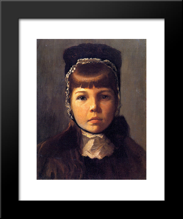 Margaret With A Bonnet 20x24 Black Modern Wood Framed Art Print Poster by Cabot Perry, Lilla