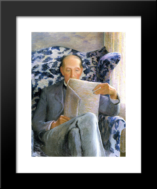 Thomas Sergeant Perry Reading A Newspaper 20x24 Black Modern Wood Framed Art Print Poster by Cabot Perry, Lilla