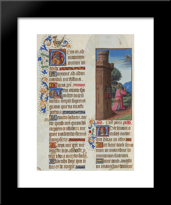 Prayer Of David 20x24 Black Modern Wood Framed Art Print Poster by Limbourg Brothers