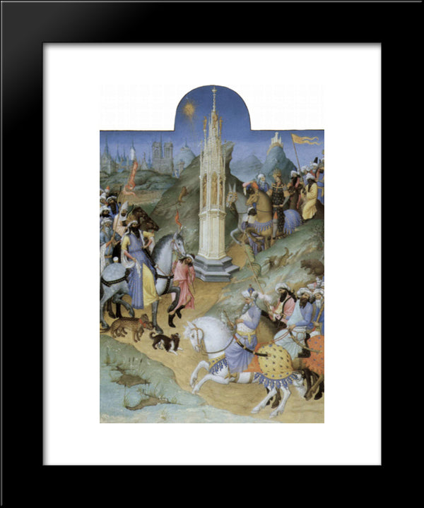 Scene Of Meeting The Magi 20x24 Black Modern Wood Framed Art Print Poster by Limbourg Brothers
