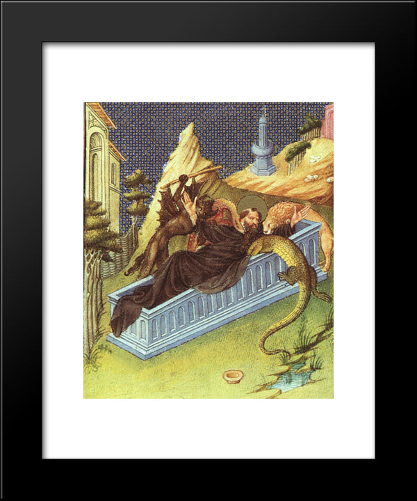 St. Anthony Attacked By Devils 20x24 Black Modern Wood Framed Art Print Poster by Limbourg Brothers