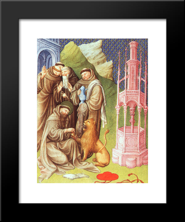 St. Jerome Extracting A Thorn 20x24 Black Modern Wood Framed Art Print Poster by Limbourg Brothers