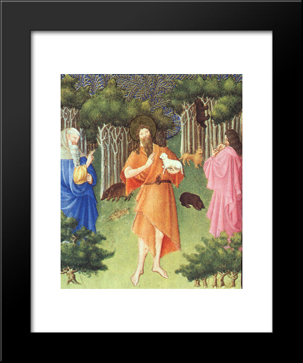 St. John The Baptist In The Wilderness 20x24 Black Modern Wood Framed Art Print Poster by Limbourg Brothers
