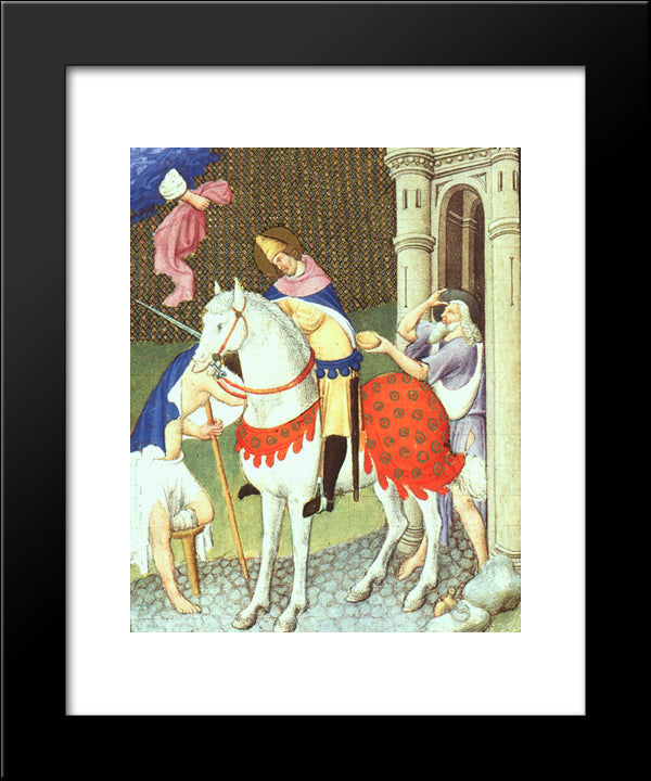 St. Martin With A Beggar 20x24 Black Modern Wood Framed Art Print Poster by Limbourg Brothers