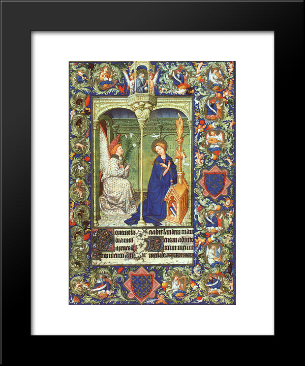 The Annunciation 20x24 Black Modern Wood Framed Art Print Poster by Limbourg Brothers