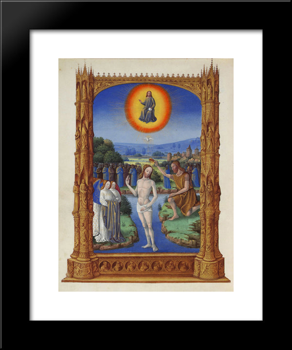 The Baptism Of Christ 20x24 Black Modern Wood Framed Art Print Poster by Limbourg Brothers