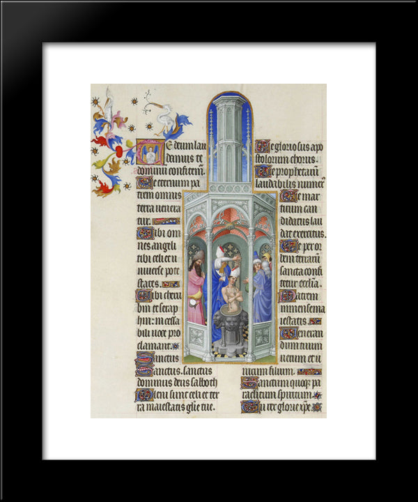 The Baptism Of Saint Augustine 20x24 Black Modern Wood Framed Art Print Poster by Limbourg Brothers
