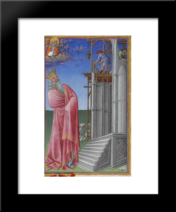 The Building Of The Jerusalem Temple 20x24 Black Modern Wood Framed Art Print Poster by Limbourg Brothers