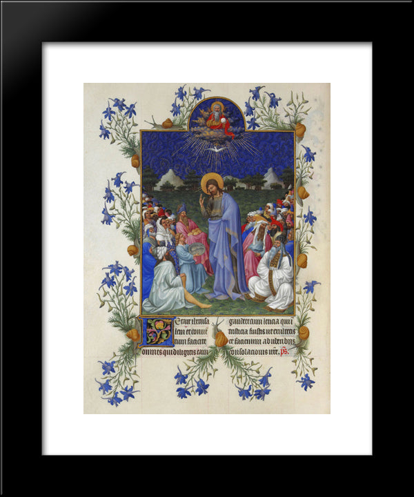 The Feeding Of The Multitude 20x24 Black Modern Wood Framed Art Print Poster by Limbourg Brothers