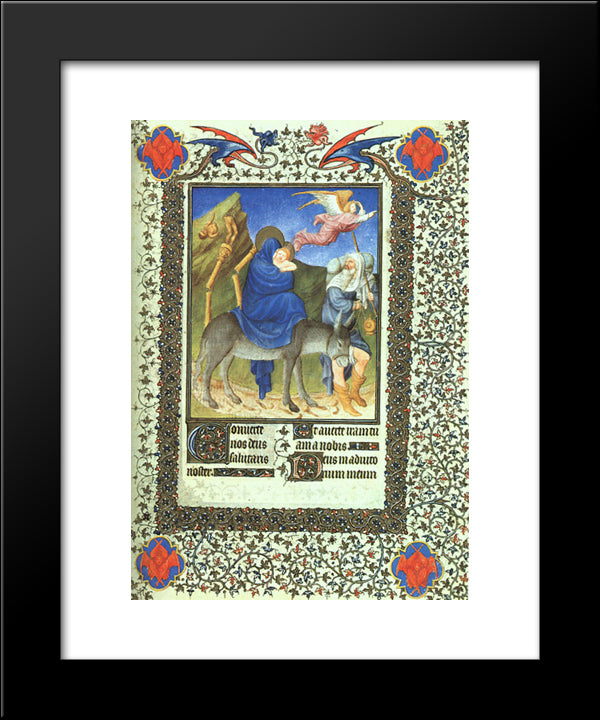The Flight Into Egypt 20x24 Black Modern Wood Framed Art Print Poster by Limbourg Brothers