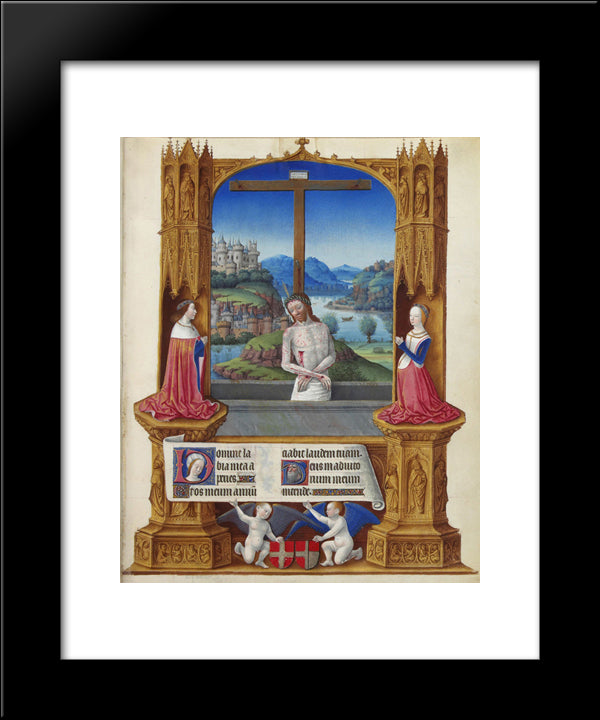 The Man Of Sorrows 20x24 Black Modern Wood Framed Art Print Poster by Limbourg Brothers