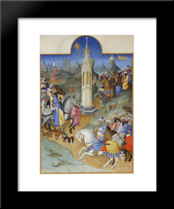 The Meeting Of The Magi 20x24 Black Modern Wood Framed Art Print Poster by Limbourg Brothers