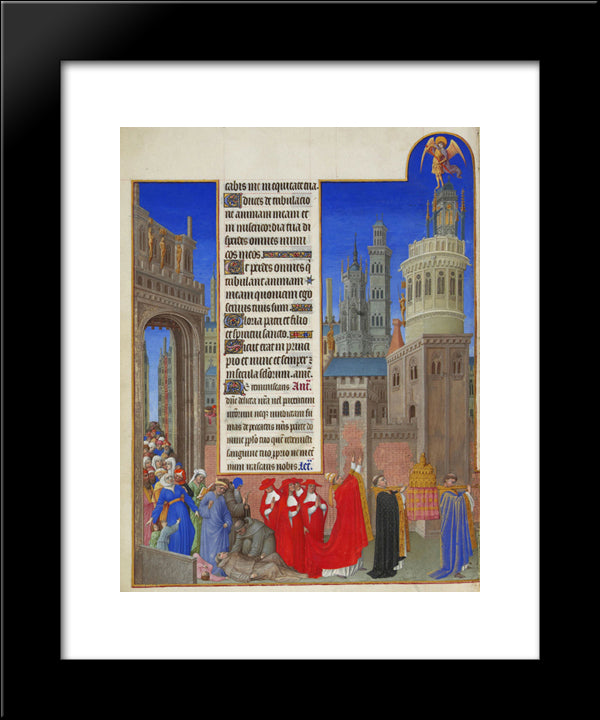 The Procession Of Saint Gregory 20x24 Black Modern Wood Framed Art Print Poster by Limbourg Brothers