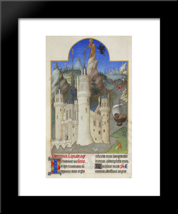 The Temptation Of Christ 20x24 Black Modern Wood Framed Art Print Poster by Limbourg Brothers