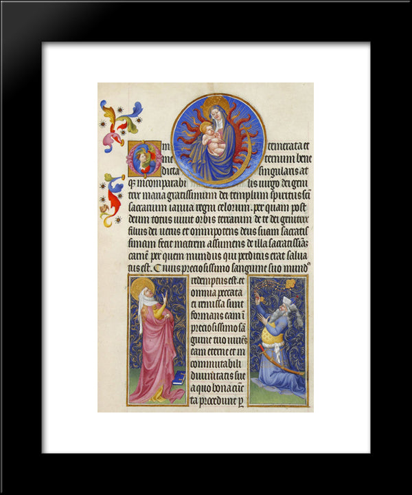 The Virgin, The Sibyl And The Emperor Augustus 20x24 Black Modern Wood Framed Art Print Poster by Limbourg Brothers