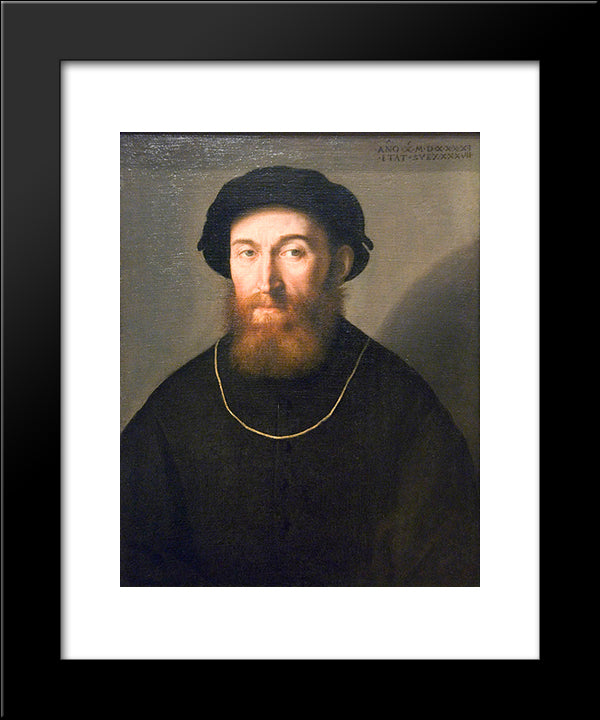 Bust Of A Bearded Man 20x24 Black Modern Wood Framed Art Print Poster by Lotto, Lorenzo