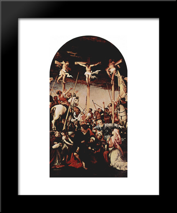 Crucifixion 20x24 Black Modern Wood Framed Art Print Poster by Lotto, Lorenzo