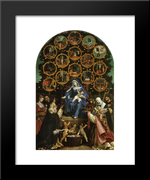 Madonna Of The Rosary 20x24 Black Modern Wood Framed Art Print Poster by Lotto, Lorenzo