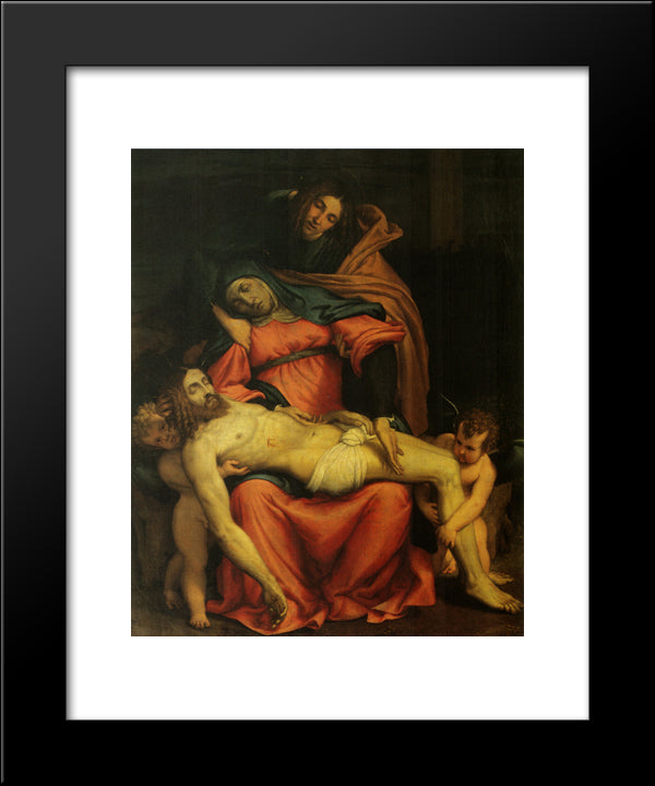 Pieta 20x24 Black Modern Wood Framed Art Print Poster by Lotto, Lorenzo