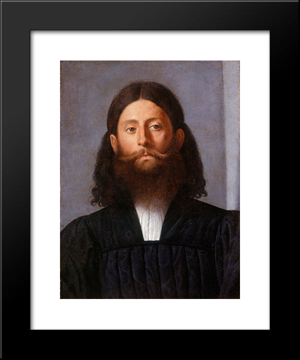 Portrait Of A Bearded Man (Giorgione Barbarelli) 20x24 Black Modern Wood Framed Art Print Poster by Lotto, Lorenzo