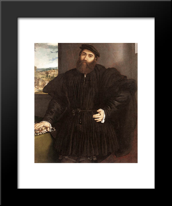 Portrait Of A Gentleman 20x24 Black Modern Wood Framed Art Print Poster by Lotto, Lorenzo