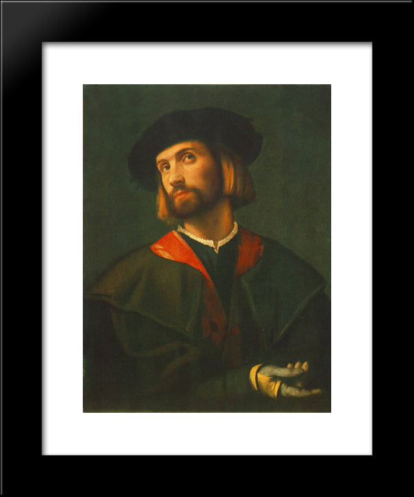 Portrait Of A Man 20x24 Black Modern Wood Framed Art Print Poster by Lotto, Lorenzo
