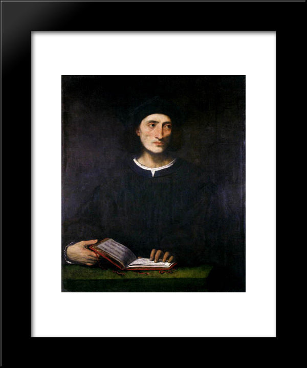 Portrait Of A Musician 20x24 Black Modern Wood Framed Art Print Poster by Lotto, Lorenzo