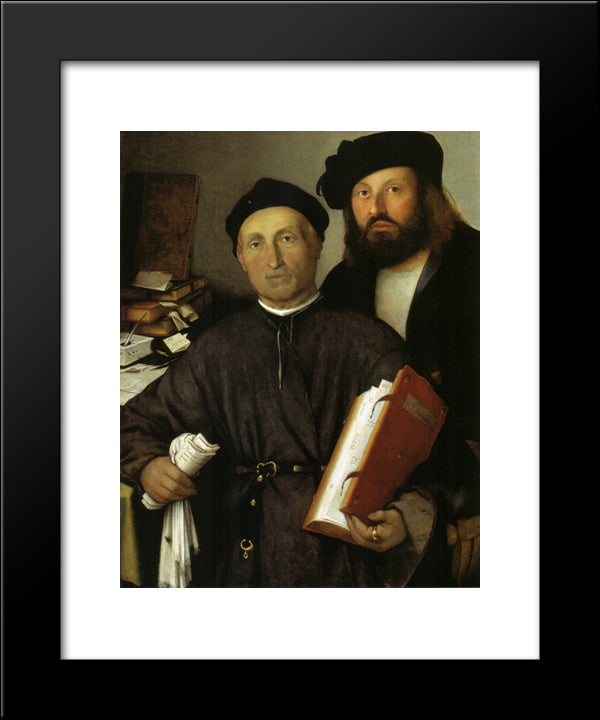 Portrait Of Giovanni Agostino Della Torre And His Son Niccolo 20x24 Black Modern Wood Framed Art Print Poster by Lotto, Lorenzo