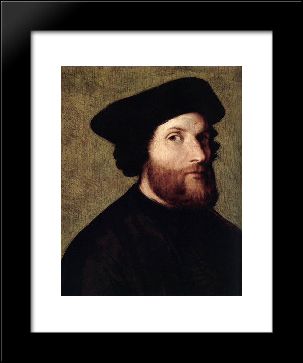Self-Portrait 20x24 Black Modern Wood Framed Art Print Poster by Lotto, Lorenzo