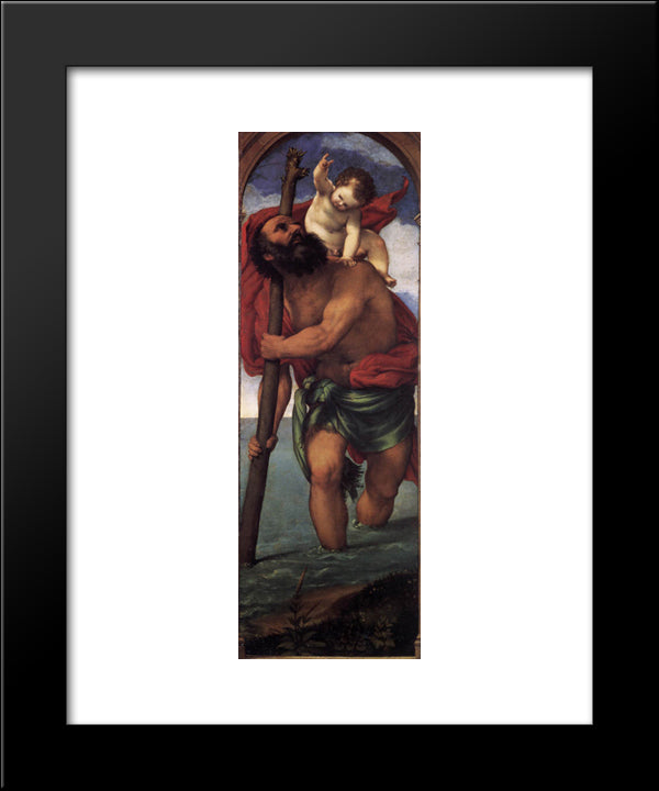 St. Christopher 20x24 Black Modern Wood Framed Art Print Poster by Lotto, Lorenzo